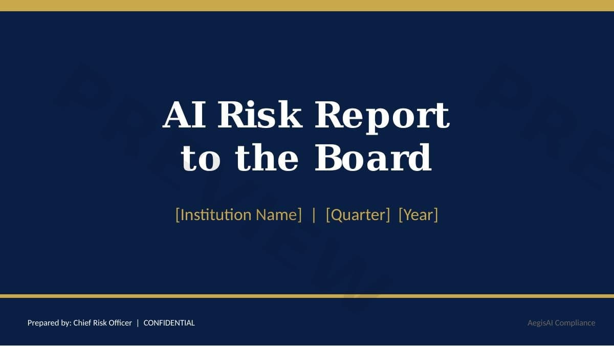 Board-Ready AI Risk Reporting Deck Executive dashboard