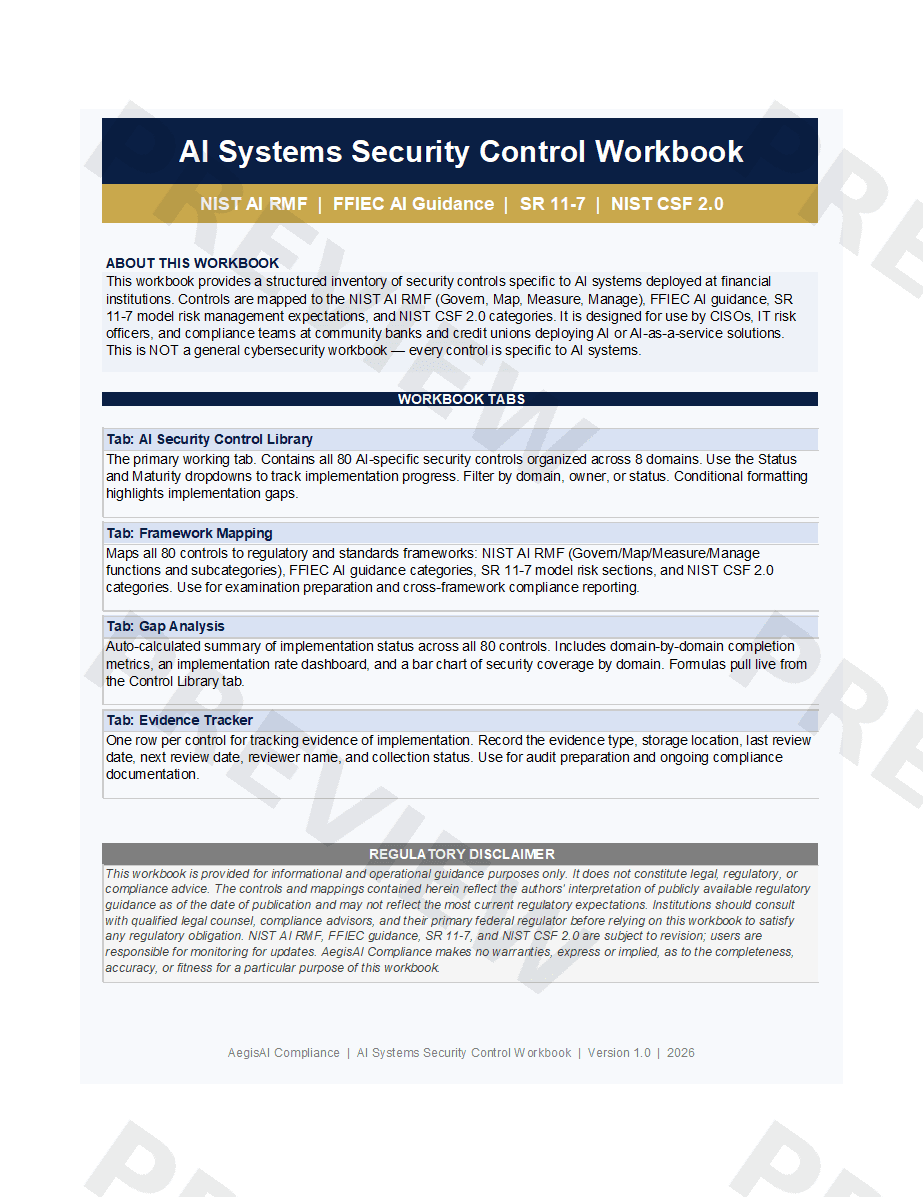 AI Systems Security Control Workbook Control assessment