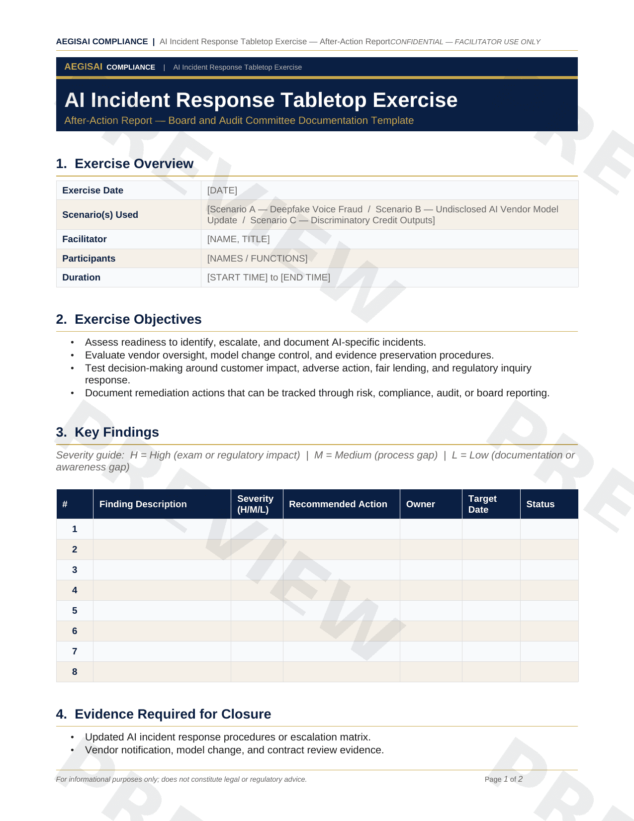 AI Incident Response Tabletop Exercise Kit After-action report