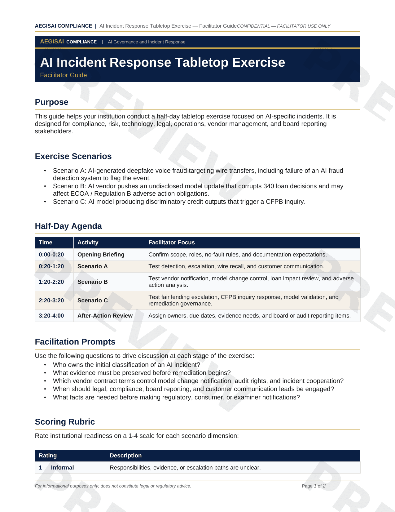 AI Incident Response Tabletop Exercise Kit Facilitator guide